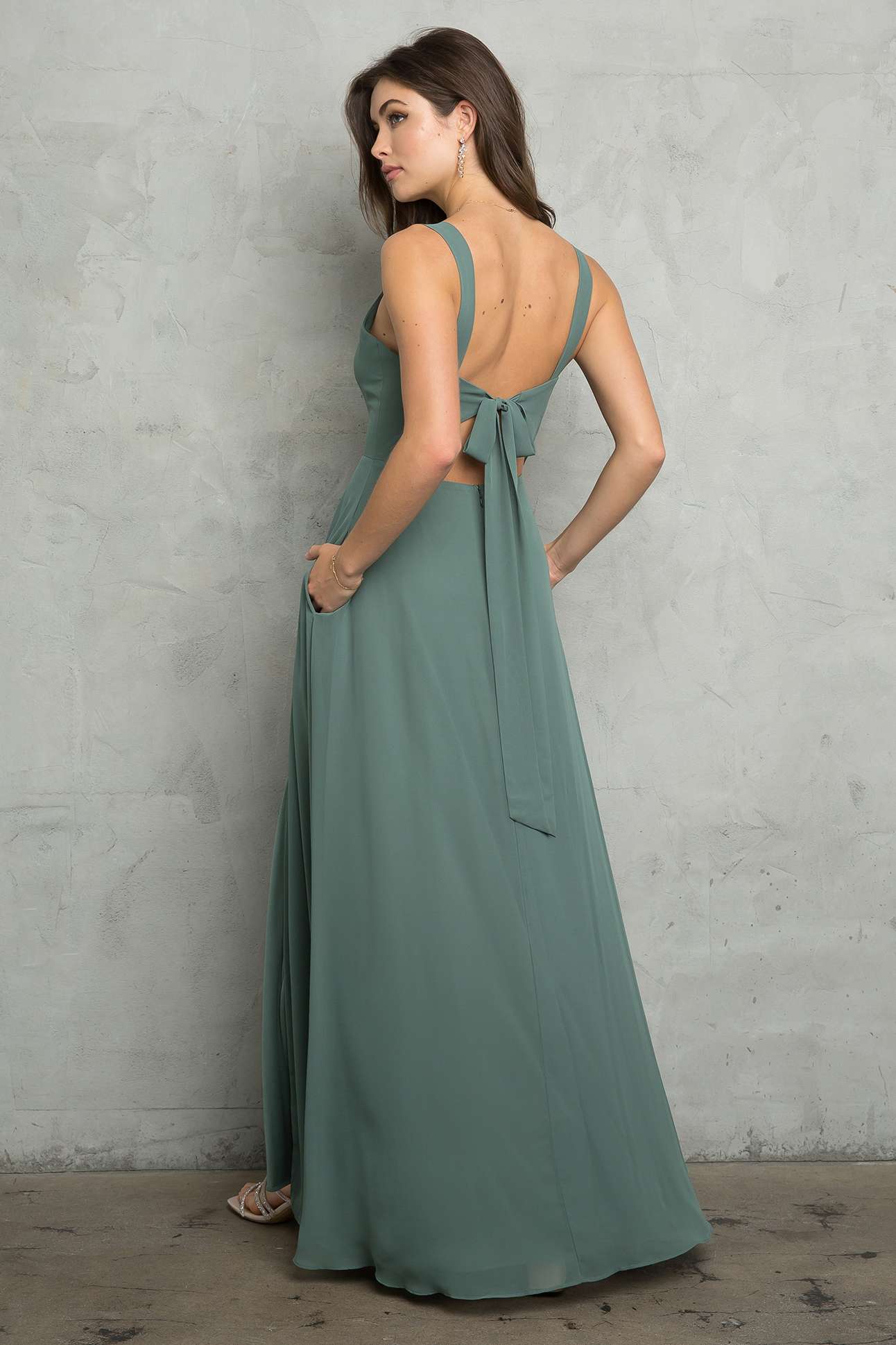bridesmaid dresses missoula mt Straps Dark Green Long Bridesmaid Dress with Criss Cross Back-Pgmdress US10 / Blush Pink main image 1